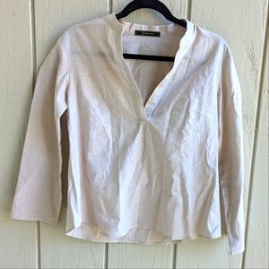 Yaly Couture Neutral 3/4 Sleeve half Button